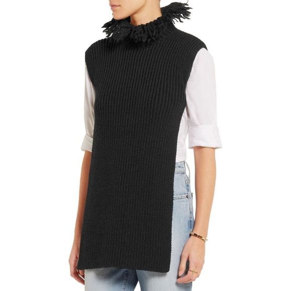 VALENTINO S Maglia Open-back Fringe-trimmed Wool Tunic - Picture 7 of 10